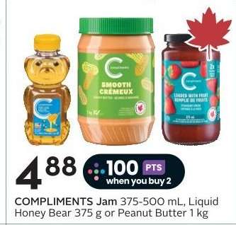 COMPLIMENTS Jam, Liquid Honey Bear, or Peanut Butter
