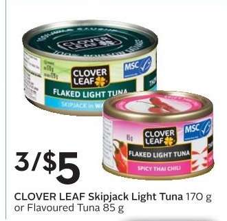 CLOVER LEAF Skipjack Light Tuna or Flavoured Tuna