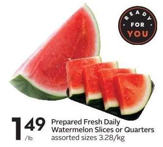 Prepared Fresh Daily Watermelon Slices or Quarters