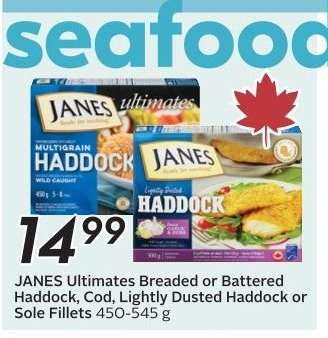 JANES Ultimates Breaded or Battered Haddock, Cod, Lightly Dusted Haddock or Sole Fillets