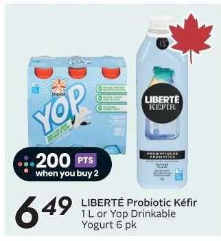 LIBERTÉ Probiotic Kéfir or Yop Drinkable Yogurt