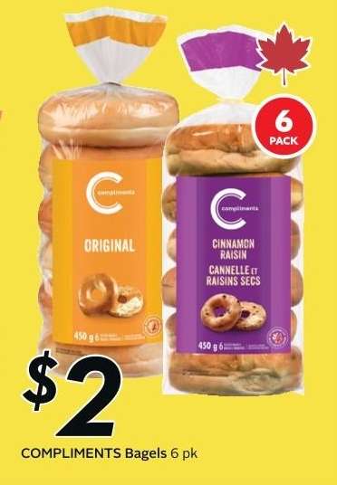 COMPLIMENTS Bagels 6 pk