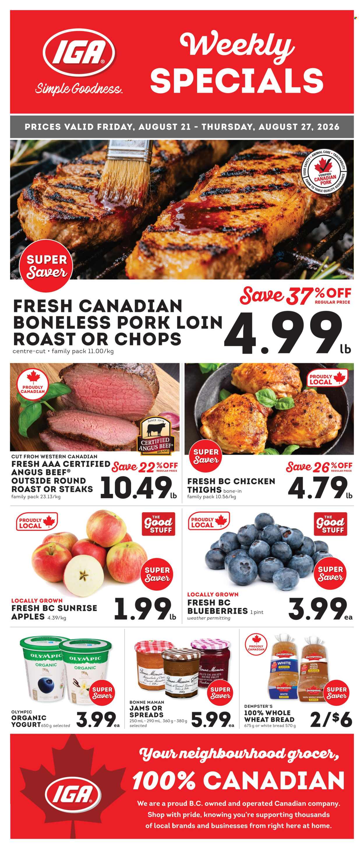 IGA Simple Goodness flyer  - August 21, 2026 - August 27, 2026. Page 1