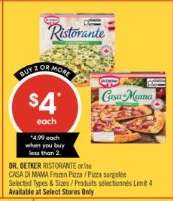 Dr. Oetker Ristorante or Casa di Mama Frozen Pizza
