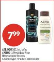 AXE, DOVE (532mL) or/or AVEENO (354mL) Body Wash