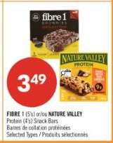 FIBRE 1 (5's) or/ou NATURE VALLEY Protein (4's) Snack Bars