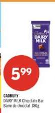 CADBURY DAIRY MILK CHOCOLATE BAR