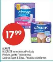Always Discreet Incontinence Products