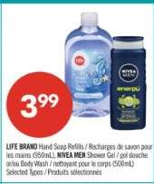 LIFE BRAND Hand Soap Refills / NIVEA MEN Shower Gel