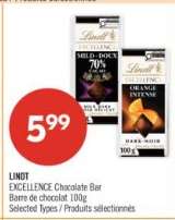 LINDT EXCELLENCE CHOCOLATE BAR