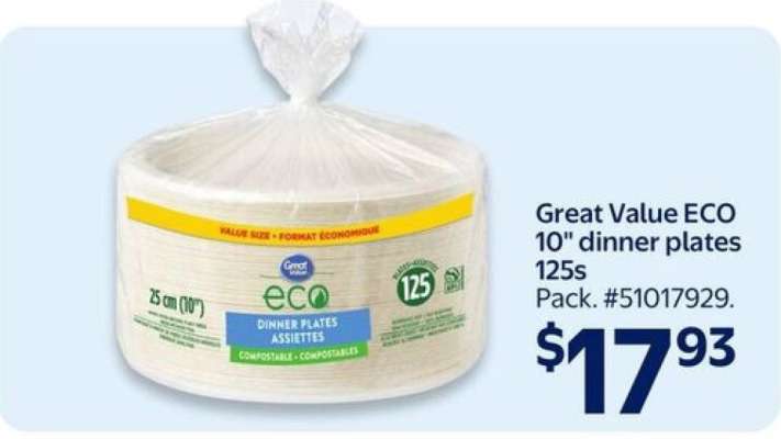 Great Value ECO 10" dinner plates 125s
