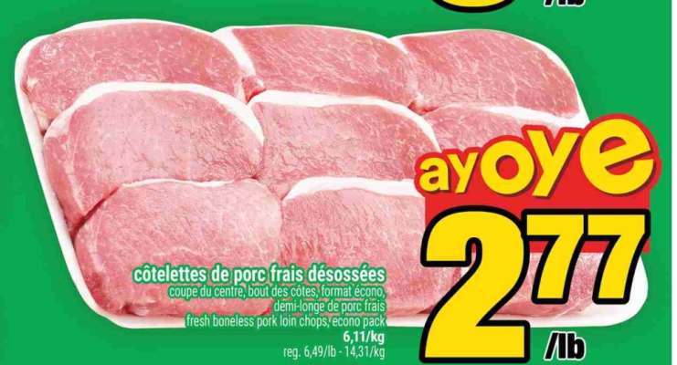 côtelettes de porc frais désossées