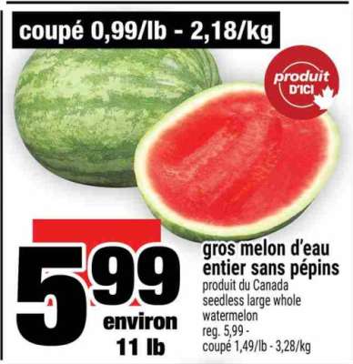 Gros melon d'eau entier sans pépins