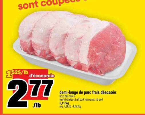 DEMI-LONGE DE PORC FRAIS DESOSSÉE