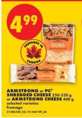 Armstrong or PC Shredded Cheese