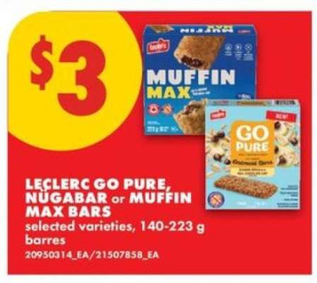 LECLERC GO PURE NUGABAR or MUFFIN MAX BARS