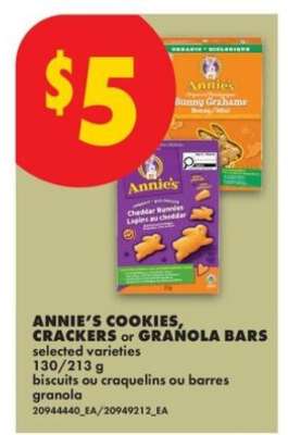 ANNIE’S COOKIES, CRACKERS or GRANOLA BARS