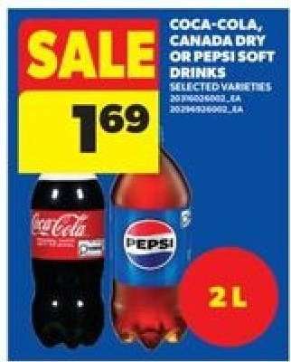 Coca-Cola, Canada Dry or Pepsi soft drinks
