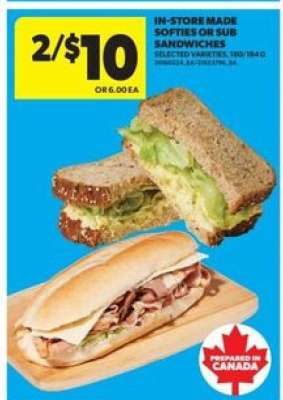 In-Store Made Softies or Sub Sandwiches