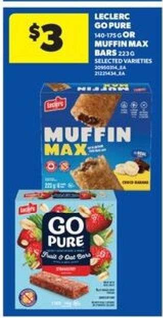 Leclerc Go Pure or Muffin Max Bars