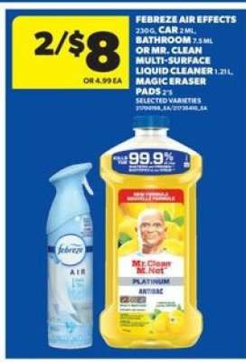 Febreze Air Effects or Mr. Clean Multi-Surface Liquid Cleaner