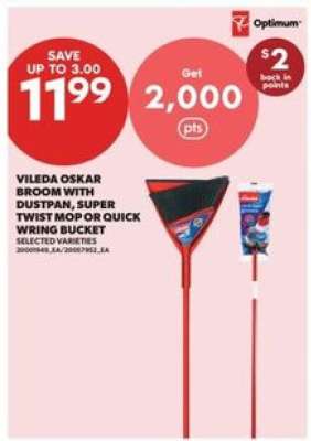 Vileda Oskar Broom with Dustpan, Super Twist Mop or Quick Wring Bucket