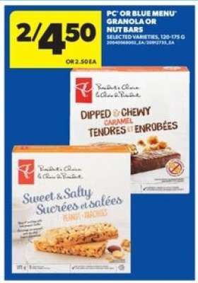 PC or Blue Menu Granola or Nut Bars