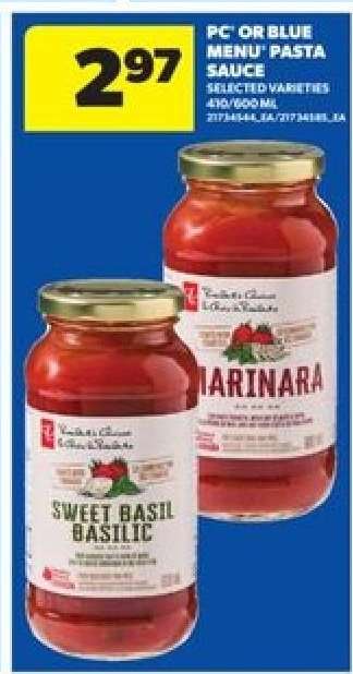 PC or Blue Menu Pasta Sauce