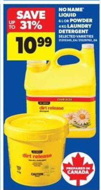 NO NAME LIQUID OR POWDER LAUNDRY DETERGENT