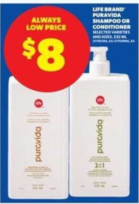Life Brand Puravida Shampoo or Conditioner