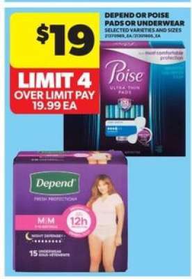 Depend or Poise Pads or Underwear
