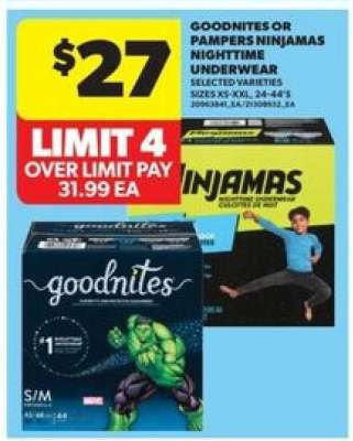 Goodnites or Pampers Ninjamas Nighttime Underwear
