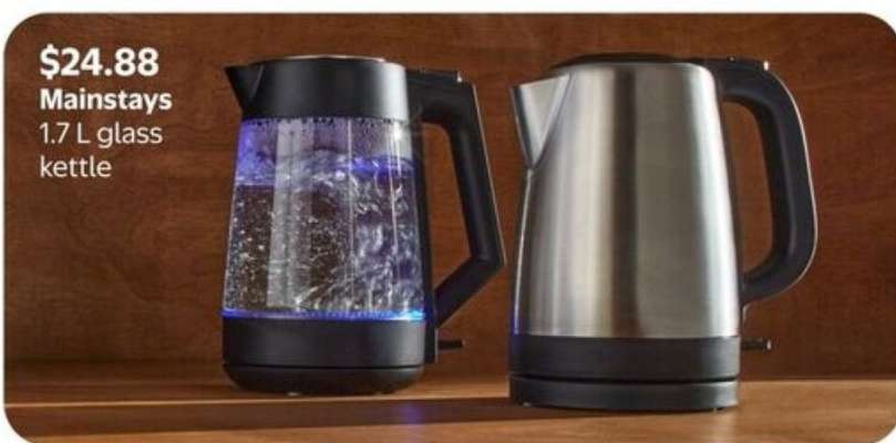 Mainstays 1.7 L glass kettle