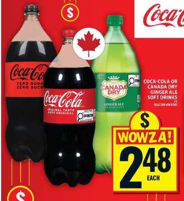Coca-Cola or Canada Dry Ginger Ale Soft Drinks