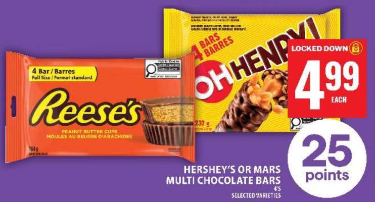 Hershey's or Mars Multi Chocolate Bars