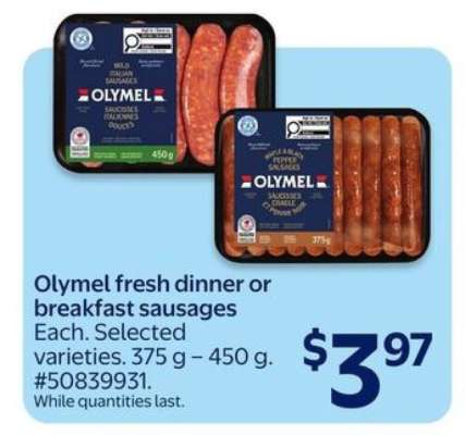 Olymel fresh dinner or breakfast sausages