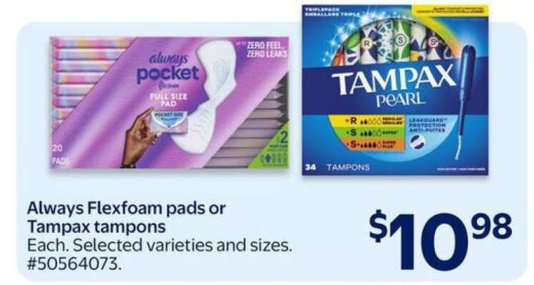 Always Flexfoam Pads or Tampax Tampons
