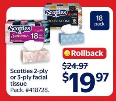 Scotties 2-ply or 3-ply facial tissue
