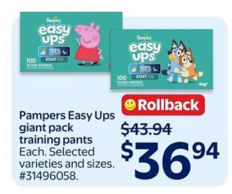 Pampers Easy Ups Giant Pack Training Pants