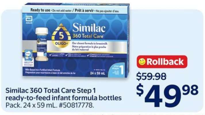 Similac 360 Total Care Step 1 ready-to-feed infant formula bottles