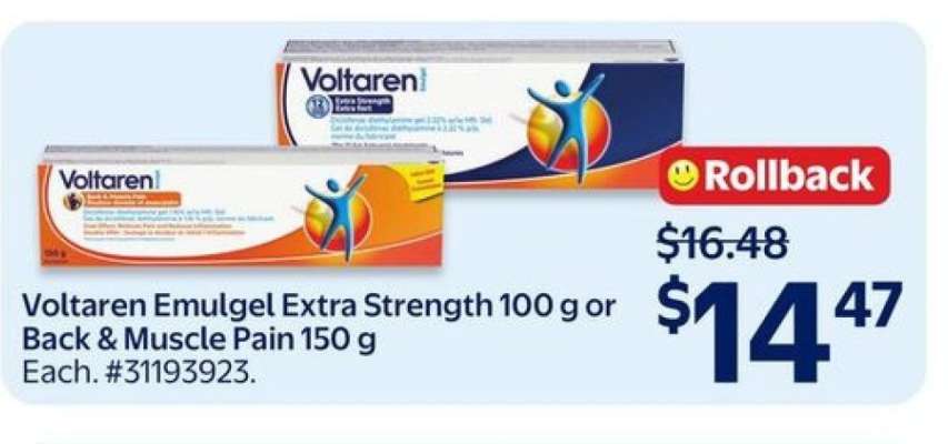 Voltaren Emulgel Extra Strength 100 g or Back & Muscle Pain 150 g