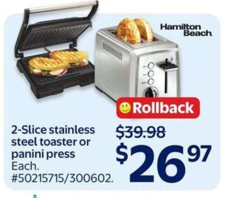 2-Slice stainless steel toaster or panini press