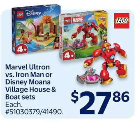 Marvel Ultron vs. Iron Man or Disney Moana Village House & Boat sets