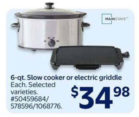 6-qt. Slow cooker or electric griddle