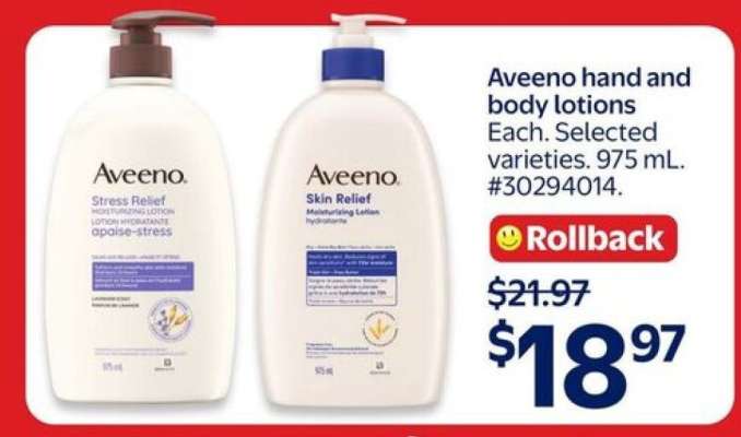 Aveeno hand and body lotions