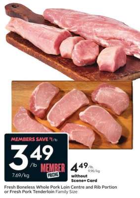 Fresh Boneless Whole Pork Loin Centre and Rib Portion or Fresh Pork Tenderloin Family Size