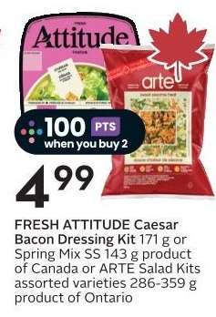 FRESH ATTITUDE Caesar Bacon Dressing Kit or ARTE Salad Kits