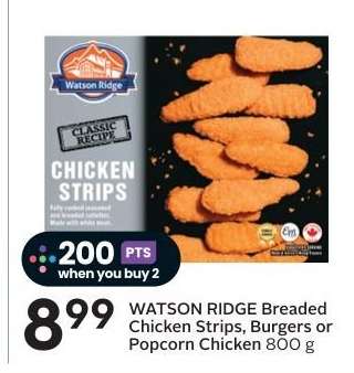 WATSON RIDGE Breaded Chicken Strips, Burgers or Popcorn Chicken 800 g