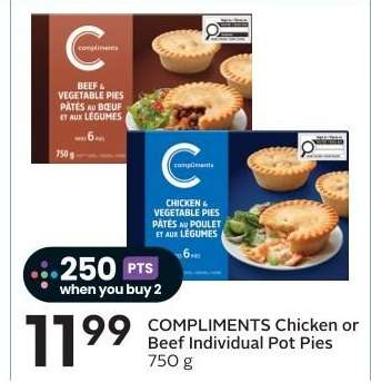 COMPLIMENTS Chicken or Beef Individual Pot Pies