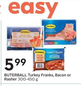 BUTERBALL Turkey Franks, Bacon or Rasher